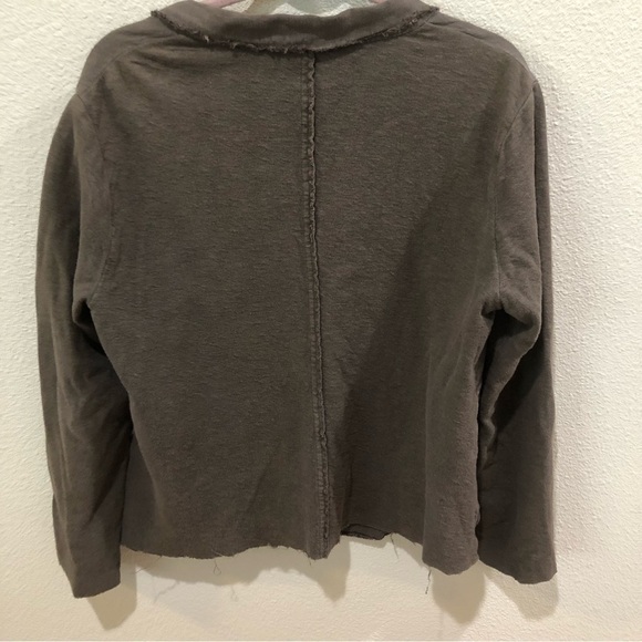 CUT-LOOSE linen blend raw edge jacket. Lagenlook, casual. Size M - Picture 5 of 8